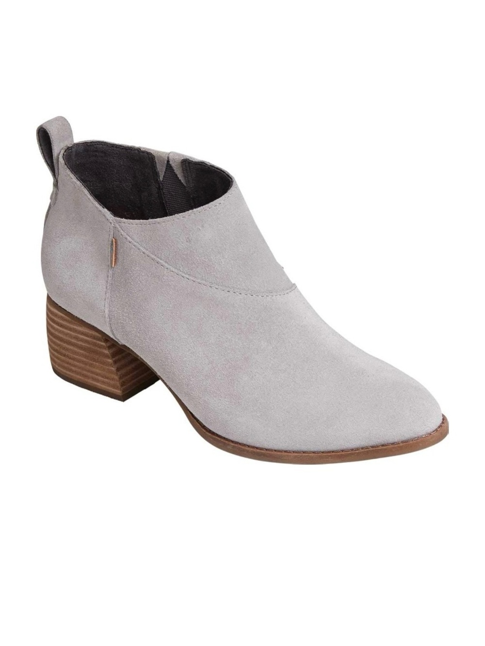 TOMS Leilani Women's Suede Heel Ankle Boot in Light Gray